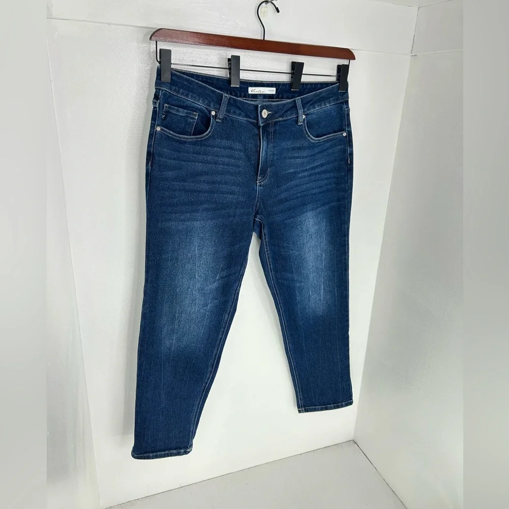 Kancan 90s Boyfriend‎ Jeans Size 14 Stretch Denim Whiskers Comfort Office 37x29